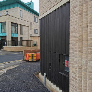 Architectural, Screening, Facades, Metal, Aluminium,Cladding, Profile panels, PPC Bronze, Zig Zag, Wavey, Perforated, Access Gate, Door