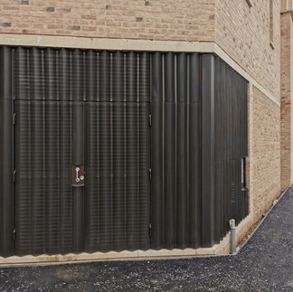 Architectural, Screening, Facades, Metal, Aluminium,Cladding, Profile panels, PPC Bronze, Zig Zag, Wavey, Perforated, Access Gate, Door
