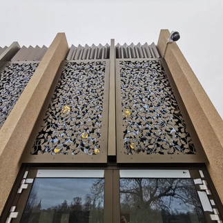 Architectural, Screening, Facades, Metal, Aluminium,Cladding, Profile panels, PPC Bronze, decorative panels, Fretwork, solar shading, brise soleil