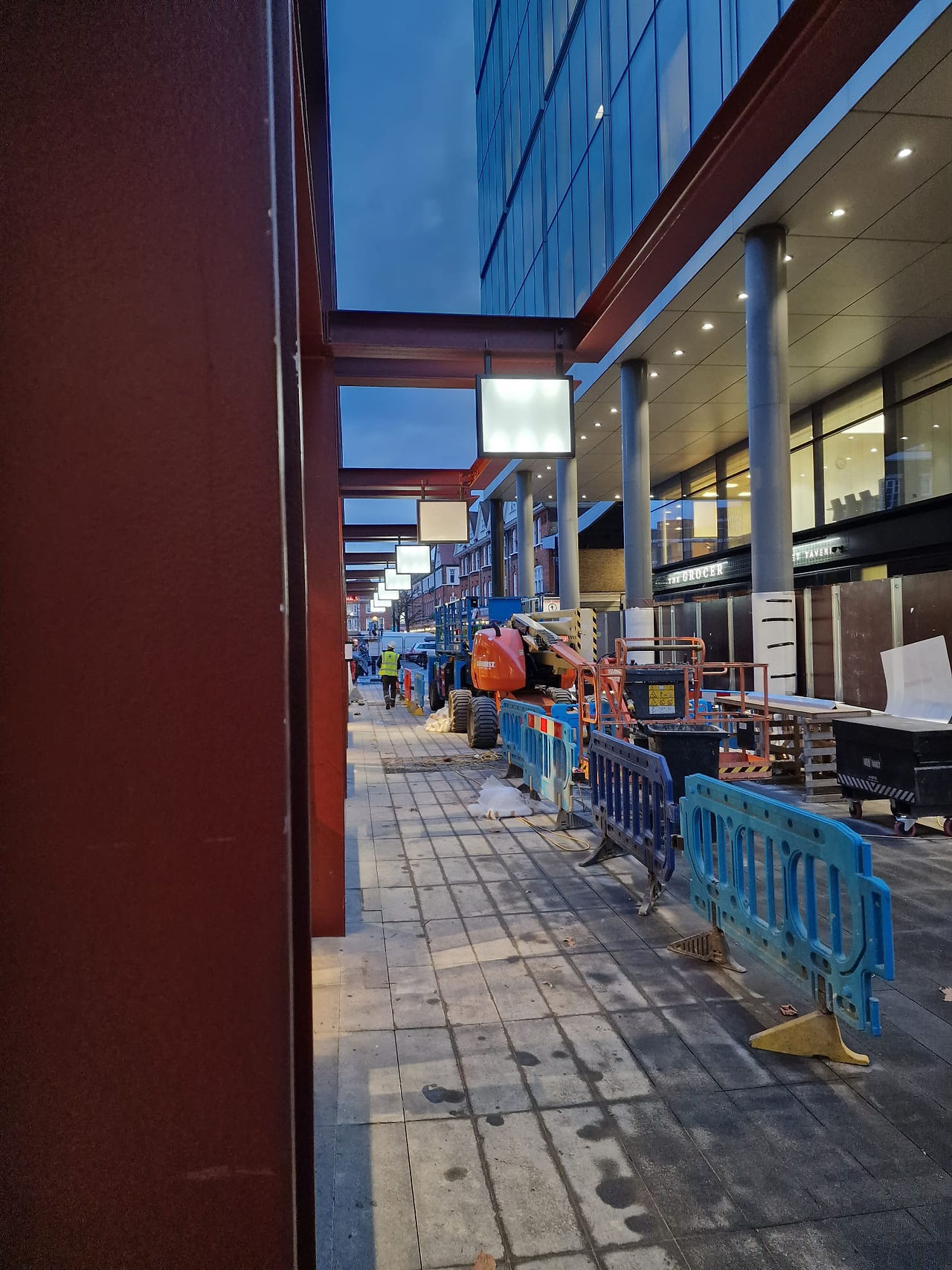 stairs, staircase, soffits, treads, balustrades, handrails, steelwork, signage. LED