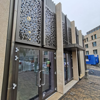 Architectural, Screening, Facades, Metal, Aluminium,Cladding, Profile panels, PPC Bronze, decorative panels, Fretwork, solar shading, brise soleil, Canopy