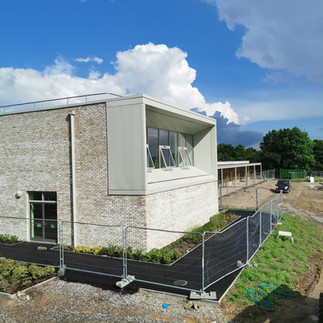 screening, facades, cladding, coping, flashing, solar shading, vertical fin, canopy, timber, larch, PPC, aluminium, powder coated, access gate