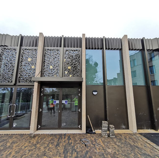 Architectural, Screening, Facades, Metal, Aluminium,Cladding, Profile panels, PPC Bronze, decorative panels, Fretwork, solar shading, brise soleil, Canopy