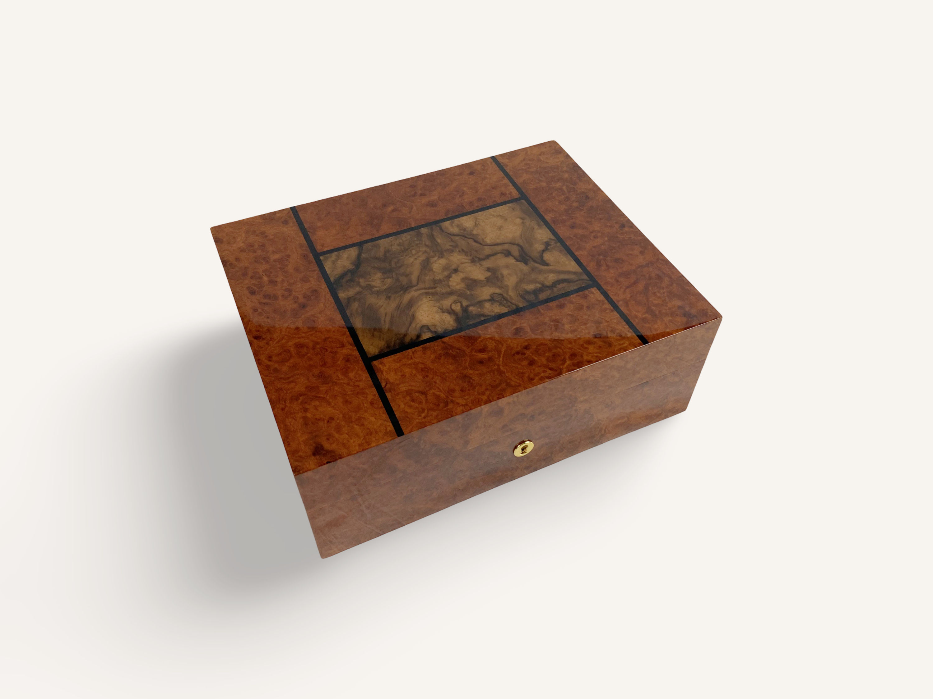 Origin Medallion - Amboyna Burl - Storage Box With Dividers