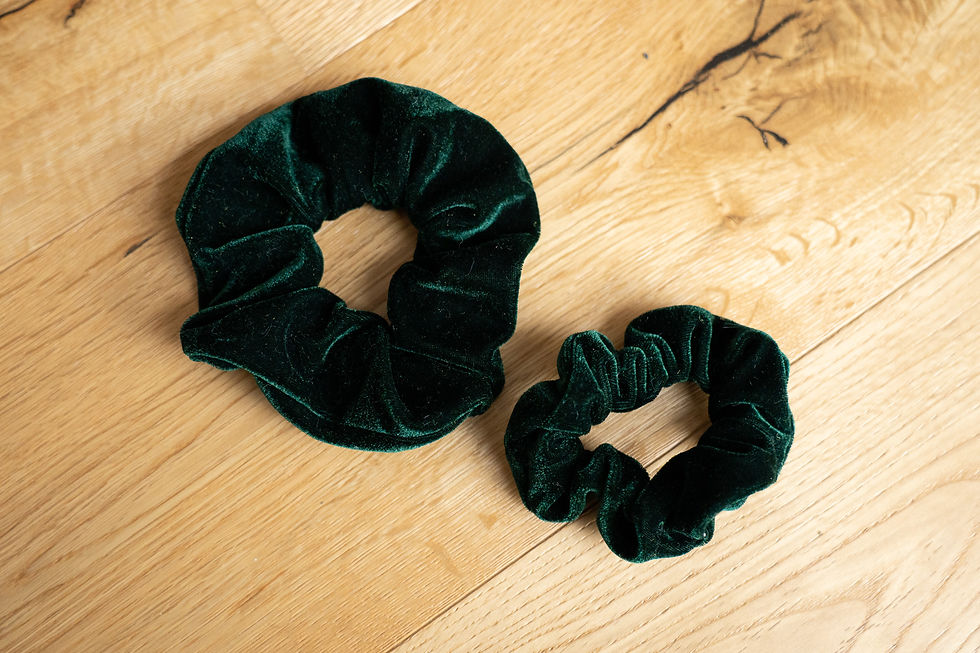 Green velvet scrunchies