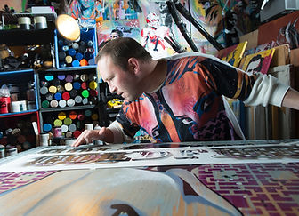 AbcArtAttack, Bryce Chisholm working on a painting