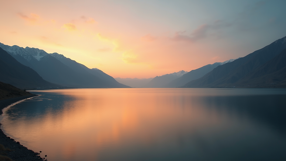 Serene view of Pangong Lake at sunset