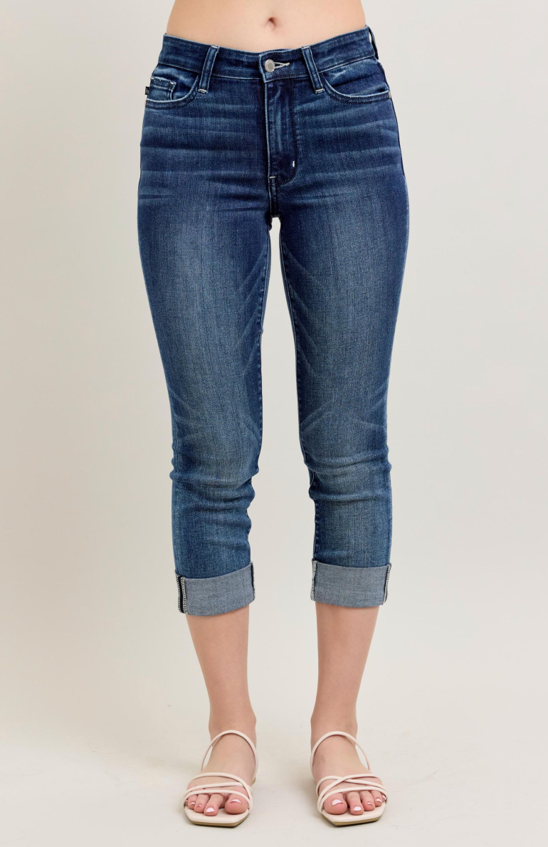 Thumbnail: Dark Wash Skinny Fit Capri