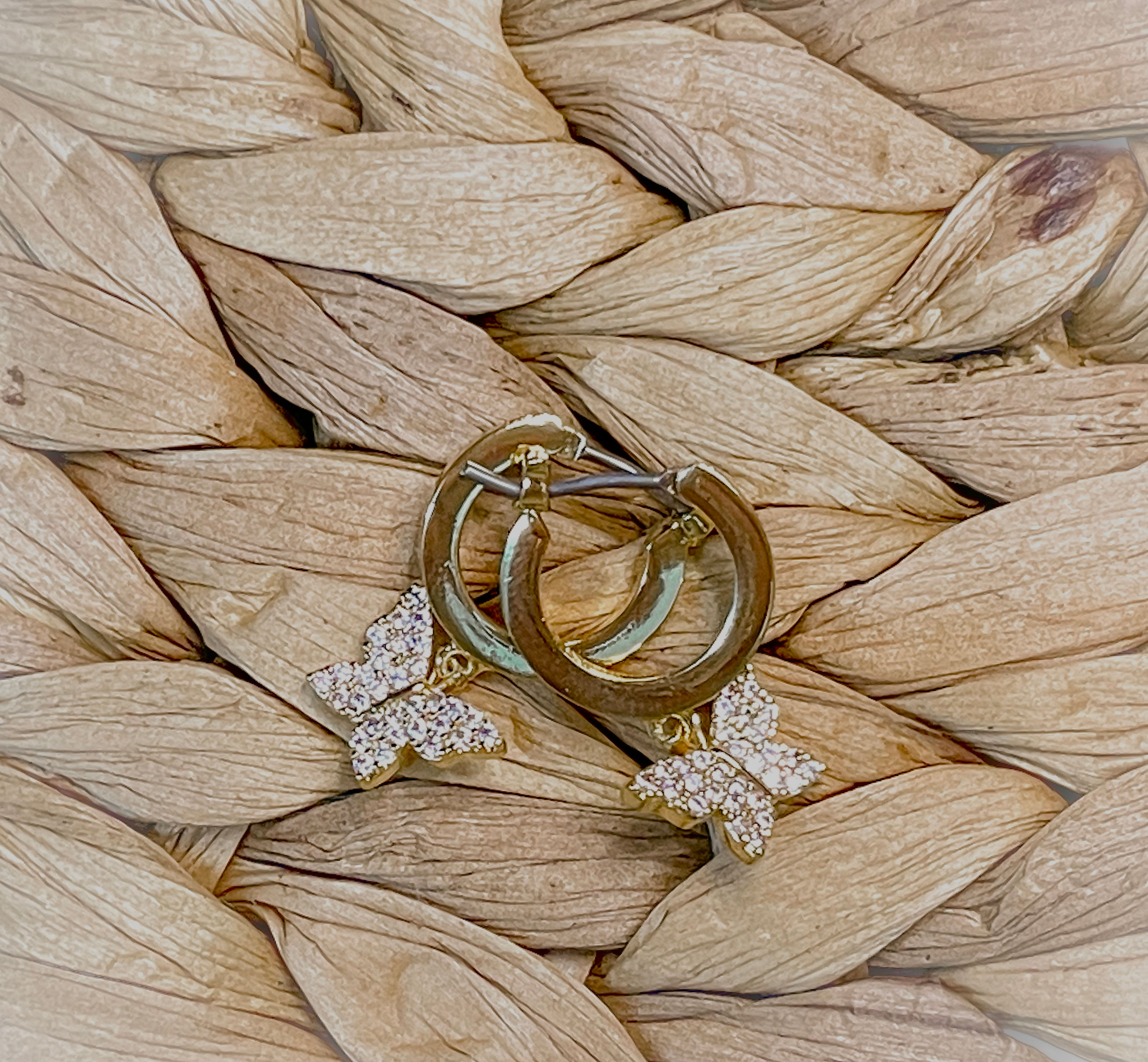 Butterfly Huggie Drop Earrings