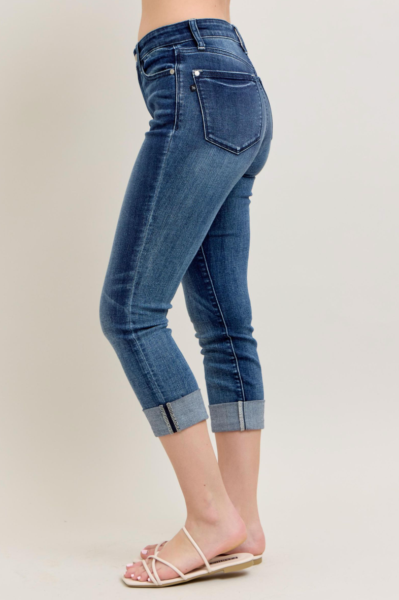 Thumbnail: Dark Wash Skinny Fit Capri