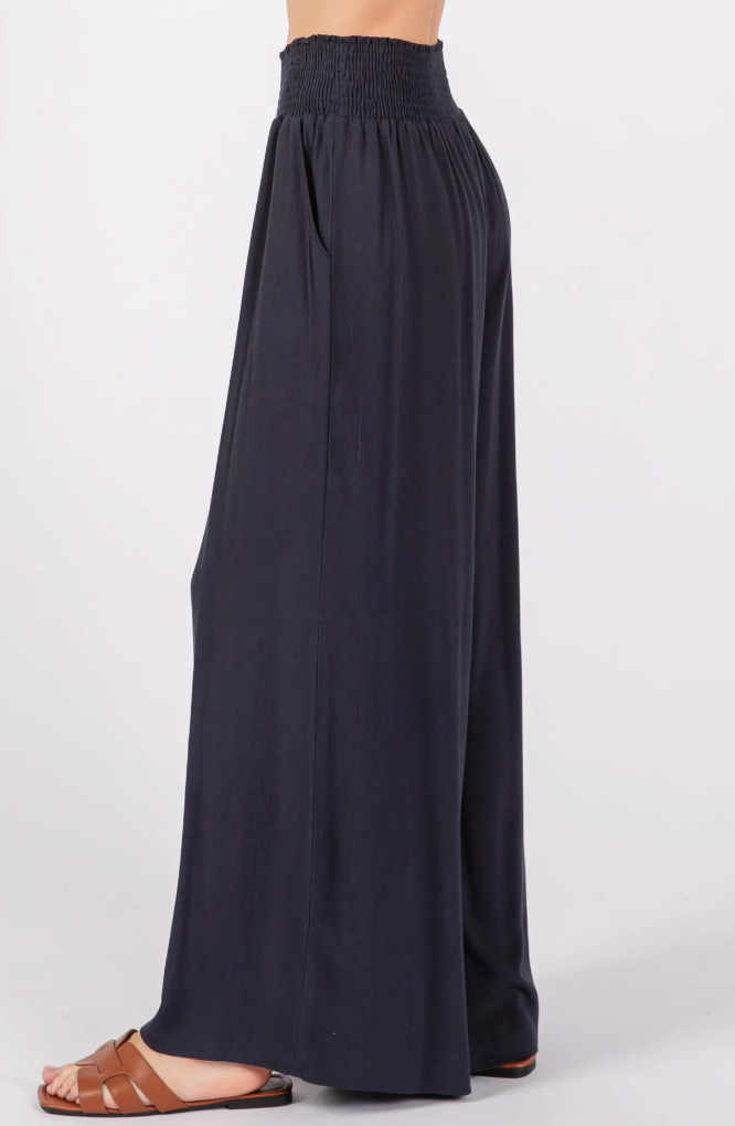 Thumbnail: Heavy Gauze Wide Leg Smocked Waist Pants