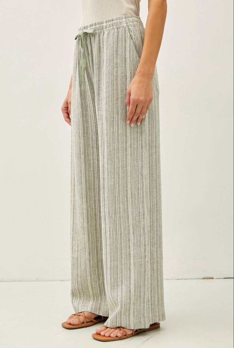 Thumbnail: Striped Linen Wide Leg Pants