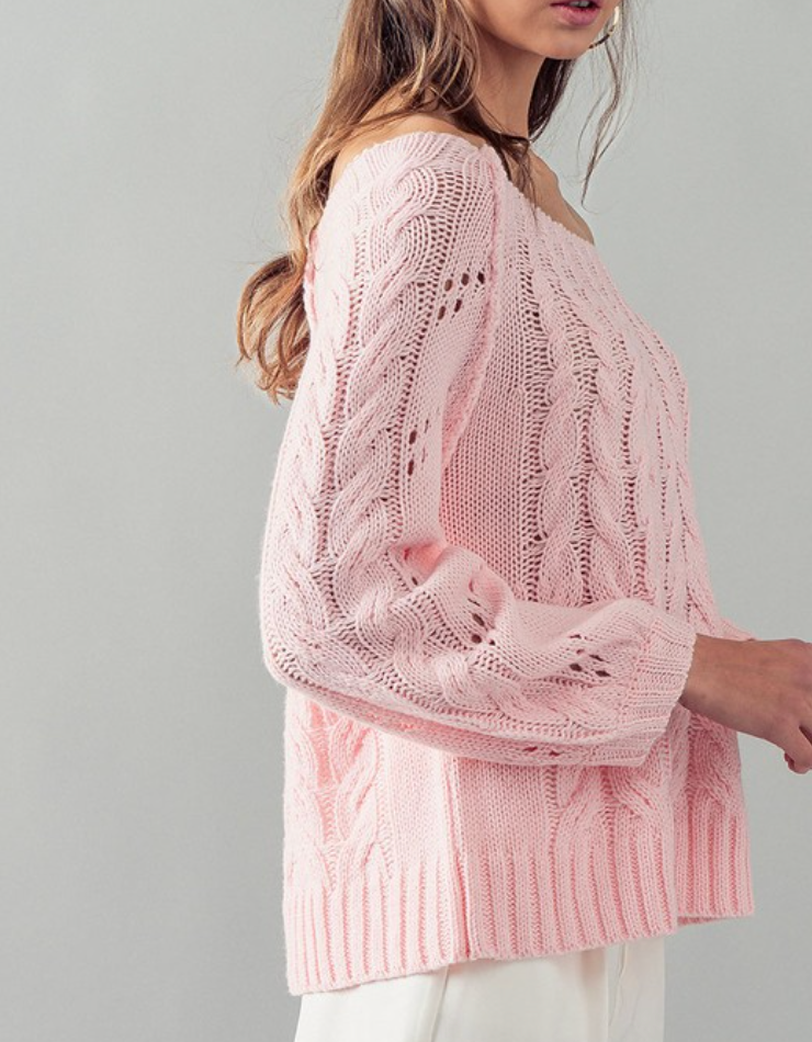 Thumbnail: Off Shoulder Cable Knit Top