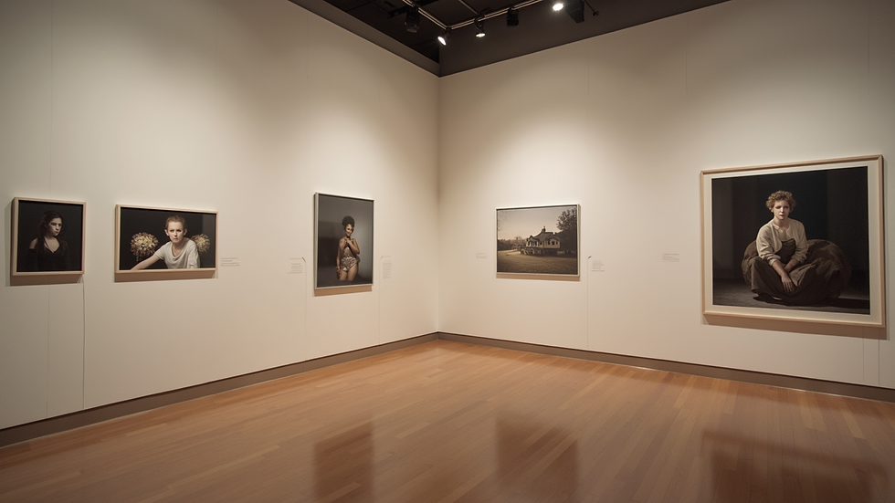 Close-up view of a photography exhibit at the Denver Art Museum