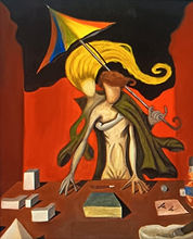 Oil painting - oil - paint - art - artista - italy - canvas - janizzo - izzo - draw - surreal - surrealism - figurative - color - couple - book - girl - woman - boy - law