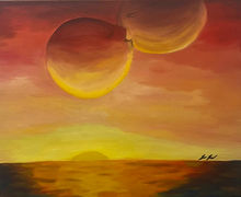 Oil painting - oil - paint - art - artista - italy - canvas - janizzo - izzo - draw - surreal - surrealism - figurative - color - kiss - love - sunset - sun - sea