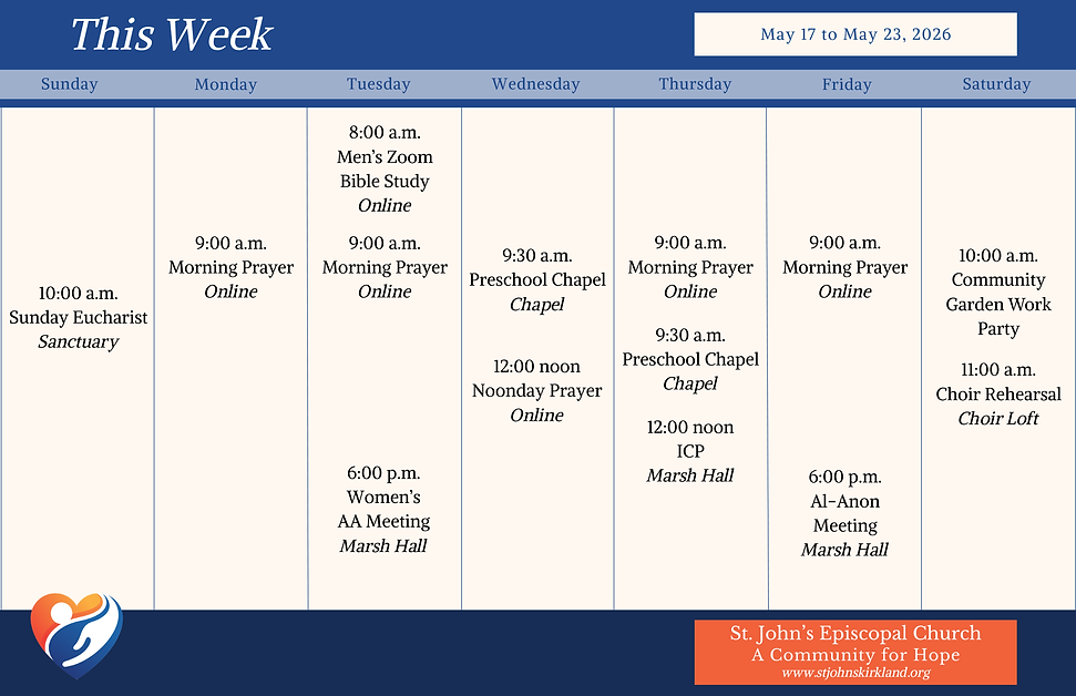 Weekly calendar for St. John's