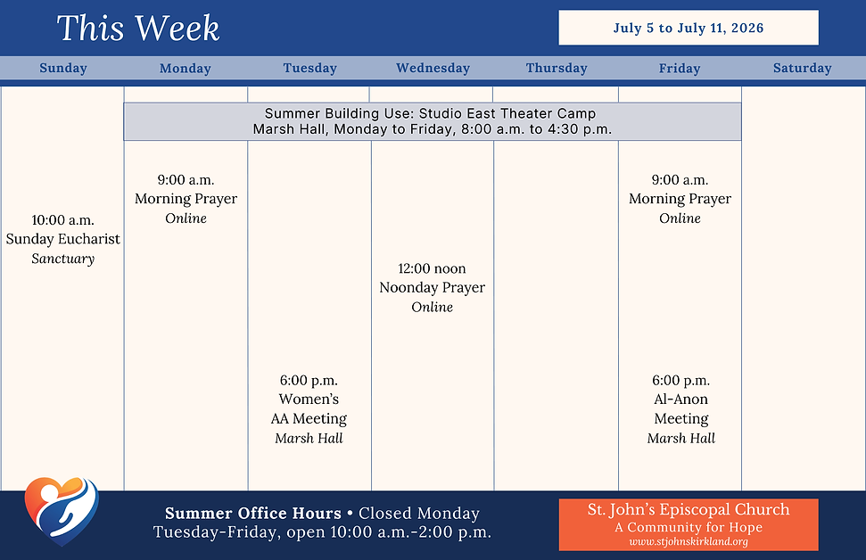 Weekly calendar for St. John's