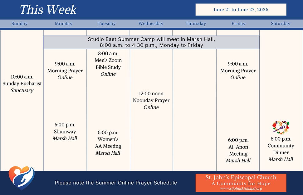 Weekly calendar for St. John's