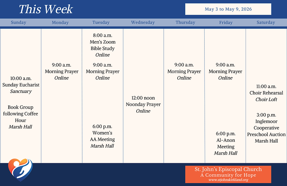 Weekly calendar for St. John's