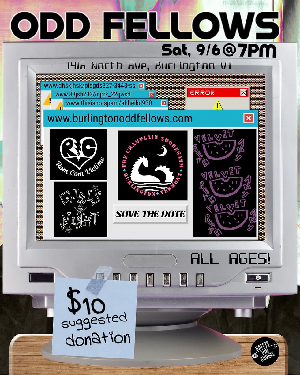 LIVE MUSIC! Velvet Bethany, Champlain Shoregasm, Girls Night, Rom Com Victims