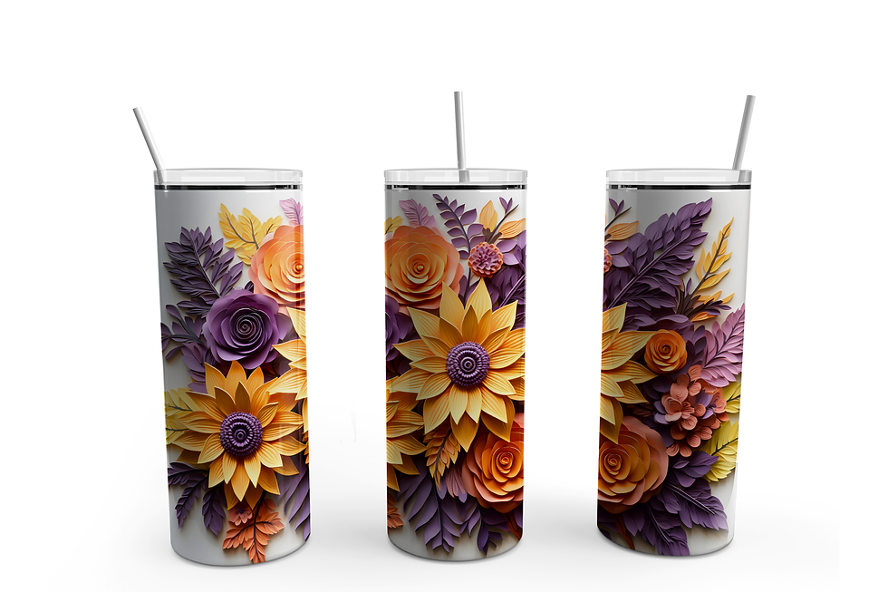 20 oz Tumbler Purple and Yellow Flowers