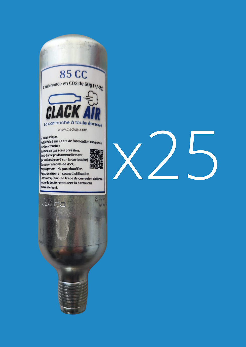 Miniature : cartouche airbag 85cc 60g pack de 25