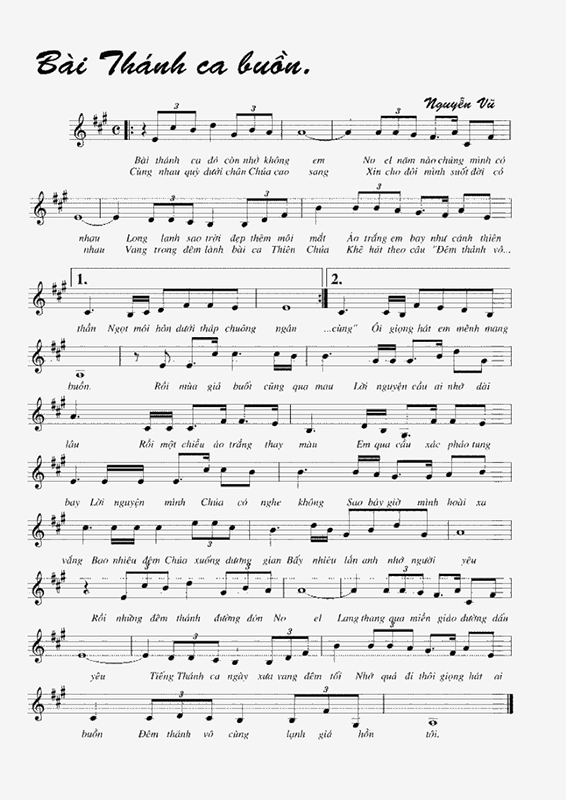 Sheet nhạc Piano Bài Thánh ca buồn