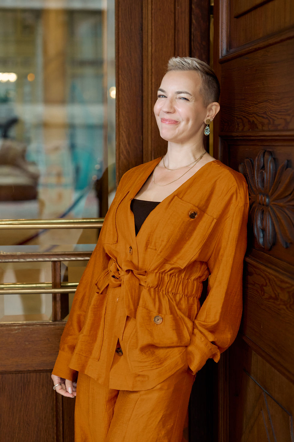 Jessica Crow, founder of CNTRD Wellness, sitting in meditation