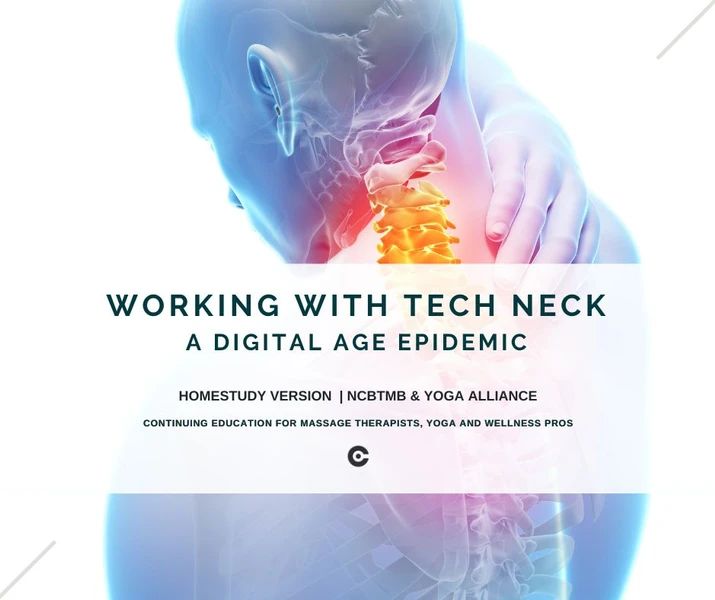 Man experiencing neck pain from tech overuse