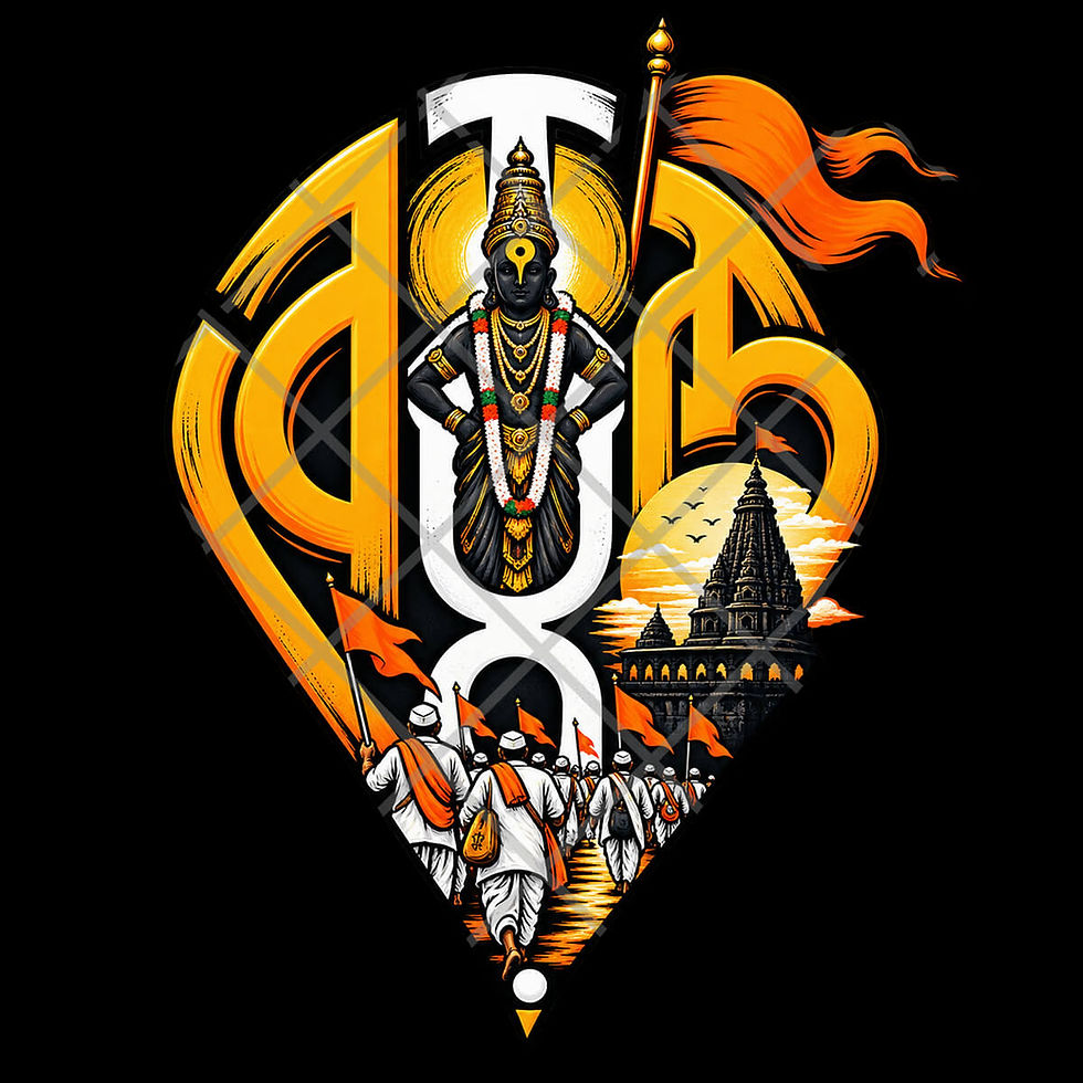 Pandharpur Waari Premium Printed T-shirt for Men and Women_Mumbai.  Special Pandharpur Vitthal Wari Theme T-Shirt for Men and