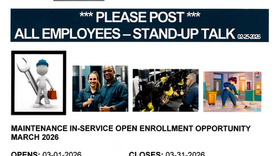 MAINTENANCE IN-SERVICE OPEN ENROLLMENT OPPORTUNITY MARCH 2026