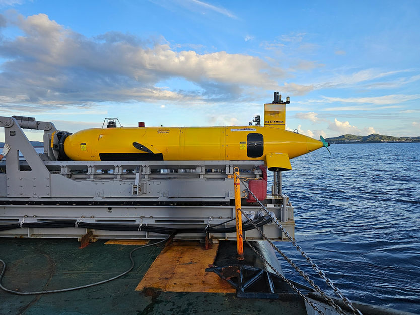 Yellow AUV on a vessel