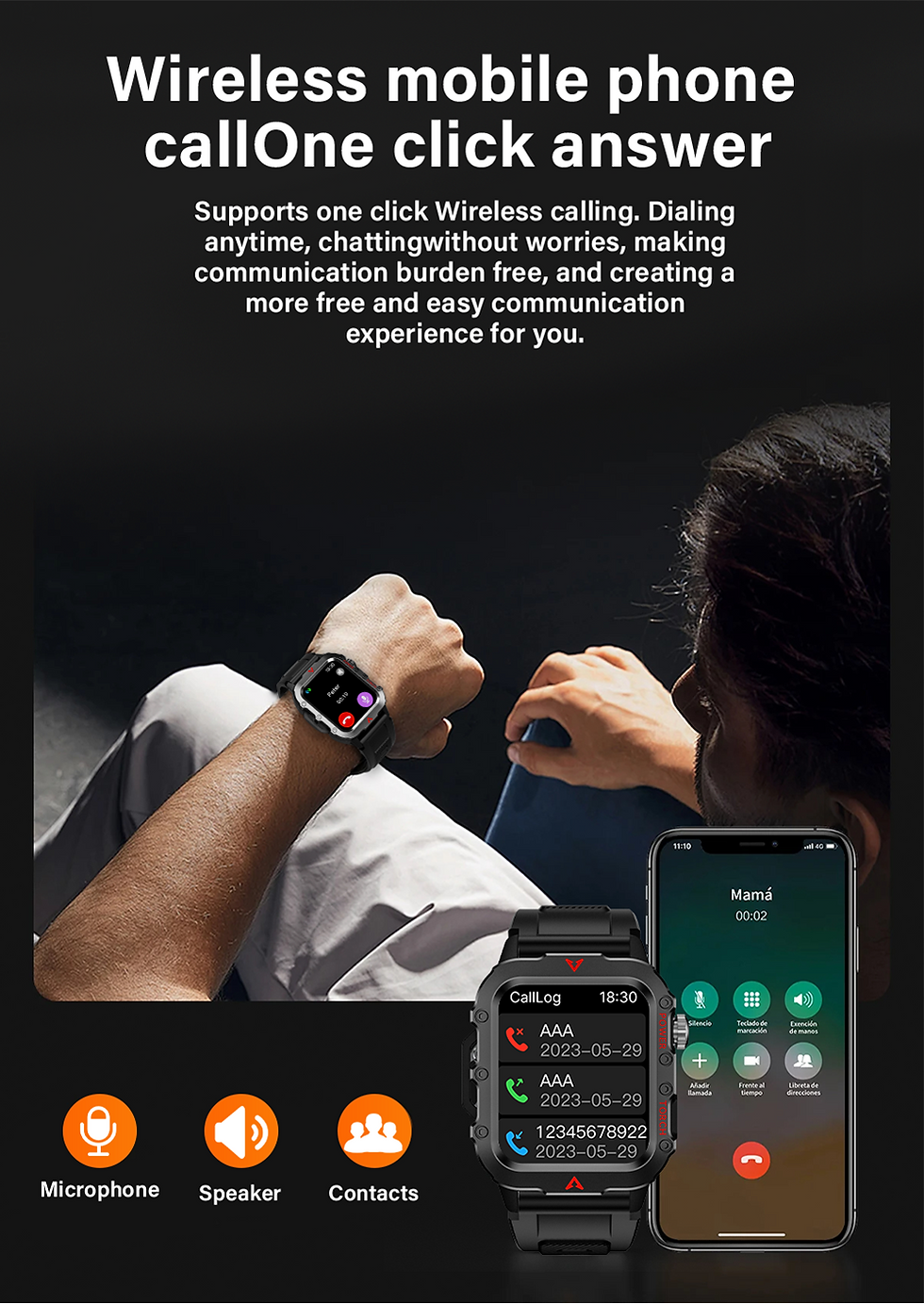 Thumbnail: G.L Wear New Smartwatch for Outdoor Sports with LED Light Bluetooth Calling Acti