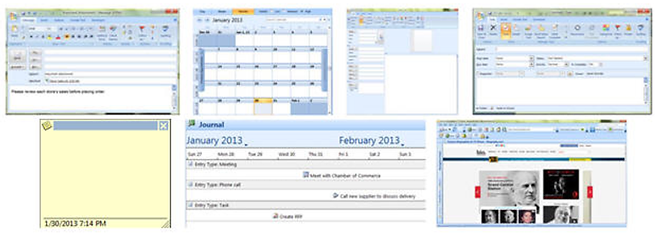 Microsoft Outlook email, calendar, and contact card