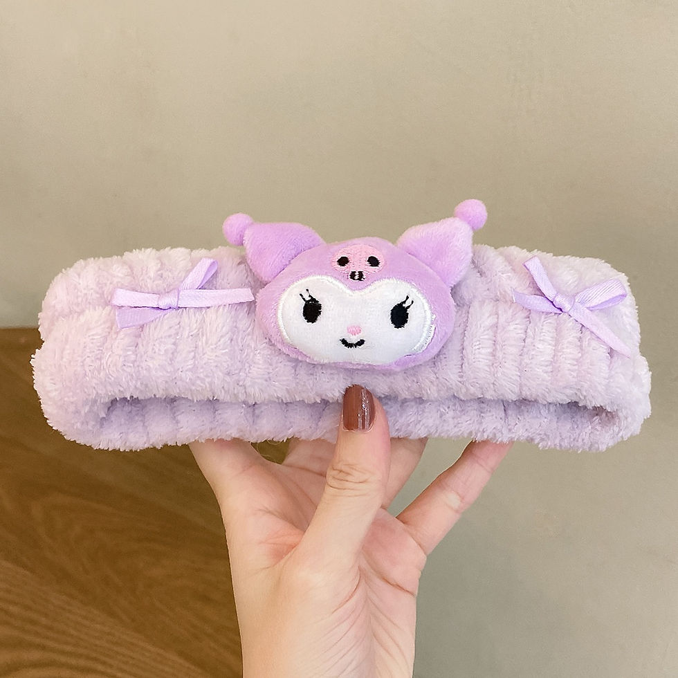 Hình thu nhỏ: Băng Đô Rửa Mặt Trang Điểm Họa Tiết Hoạt Hình Melody Kuromi Dễ Thương