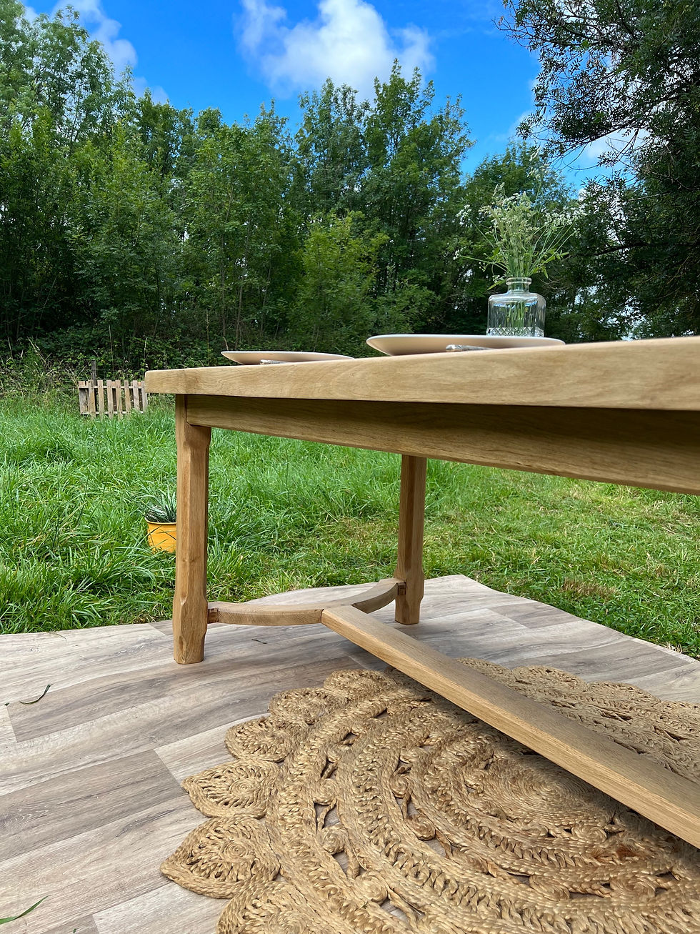 Miniature : Table de ferme chêne pieds arrondis