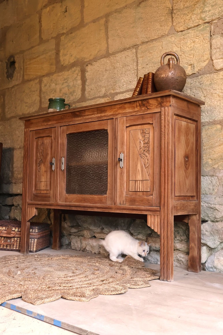 Miniature : Vitrine/buffet tout en chêne