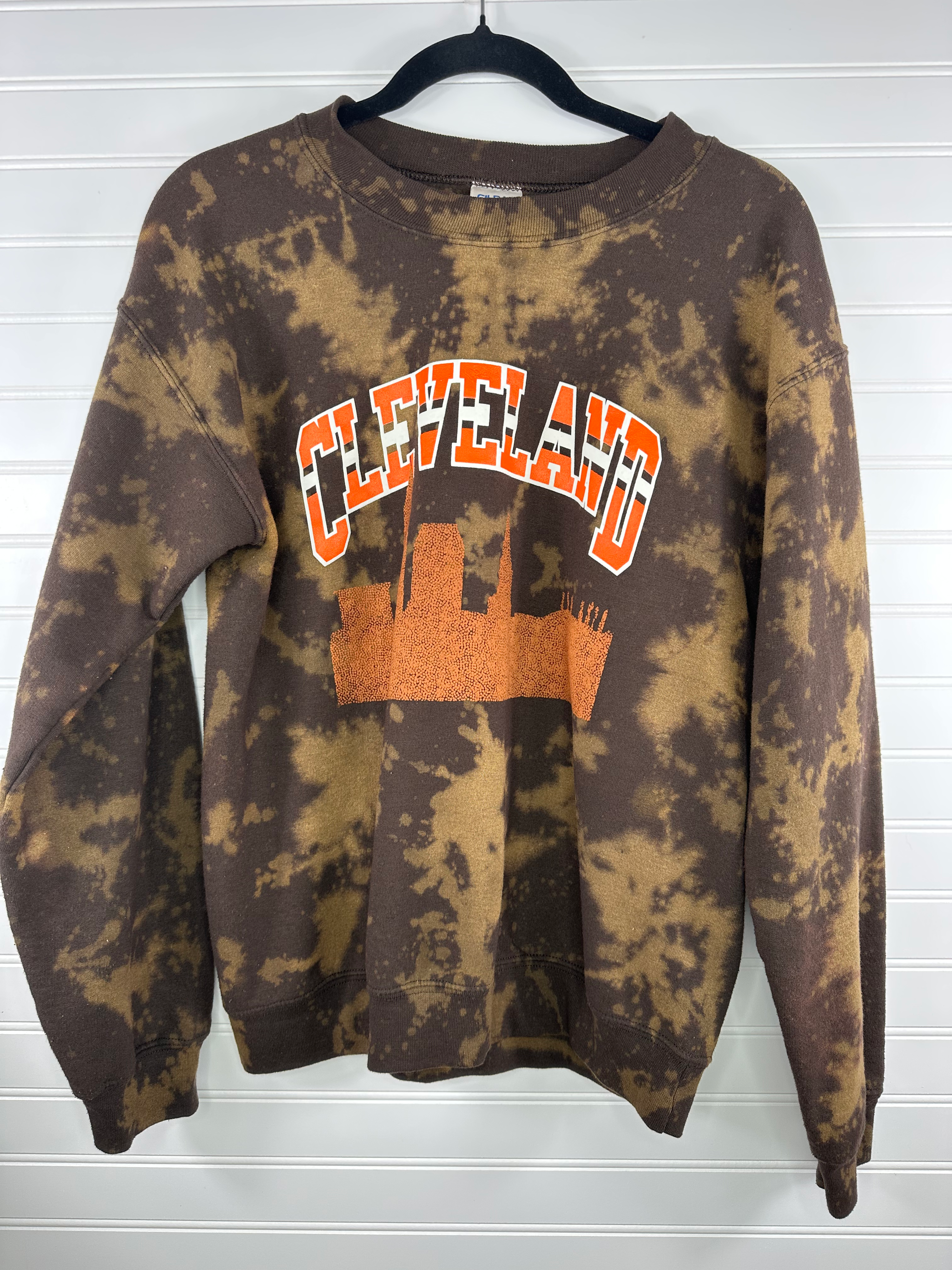 Small CLE Football Skyline Bleached Sweatshirt