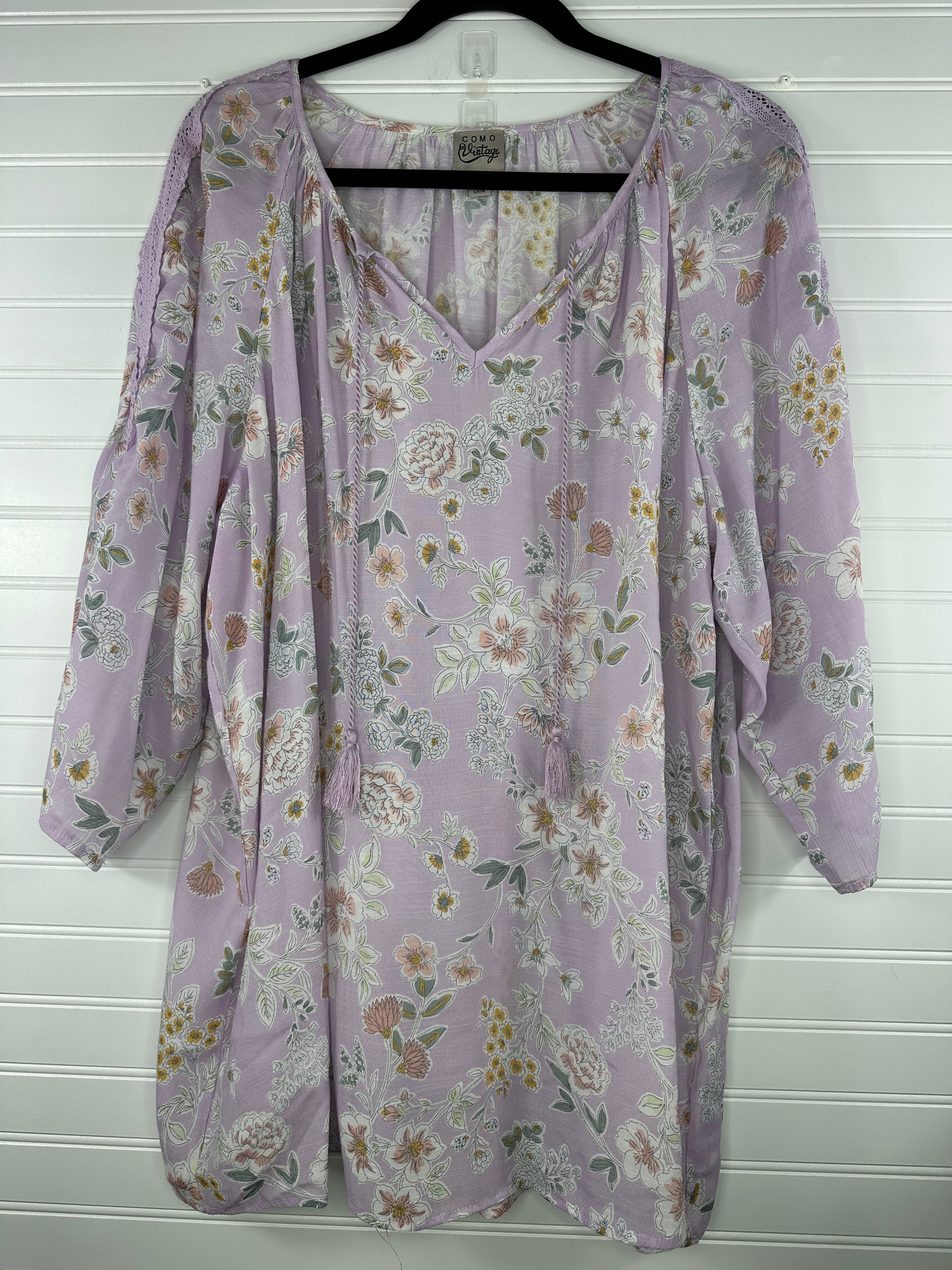 3X Whimsical Floral Blouse