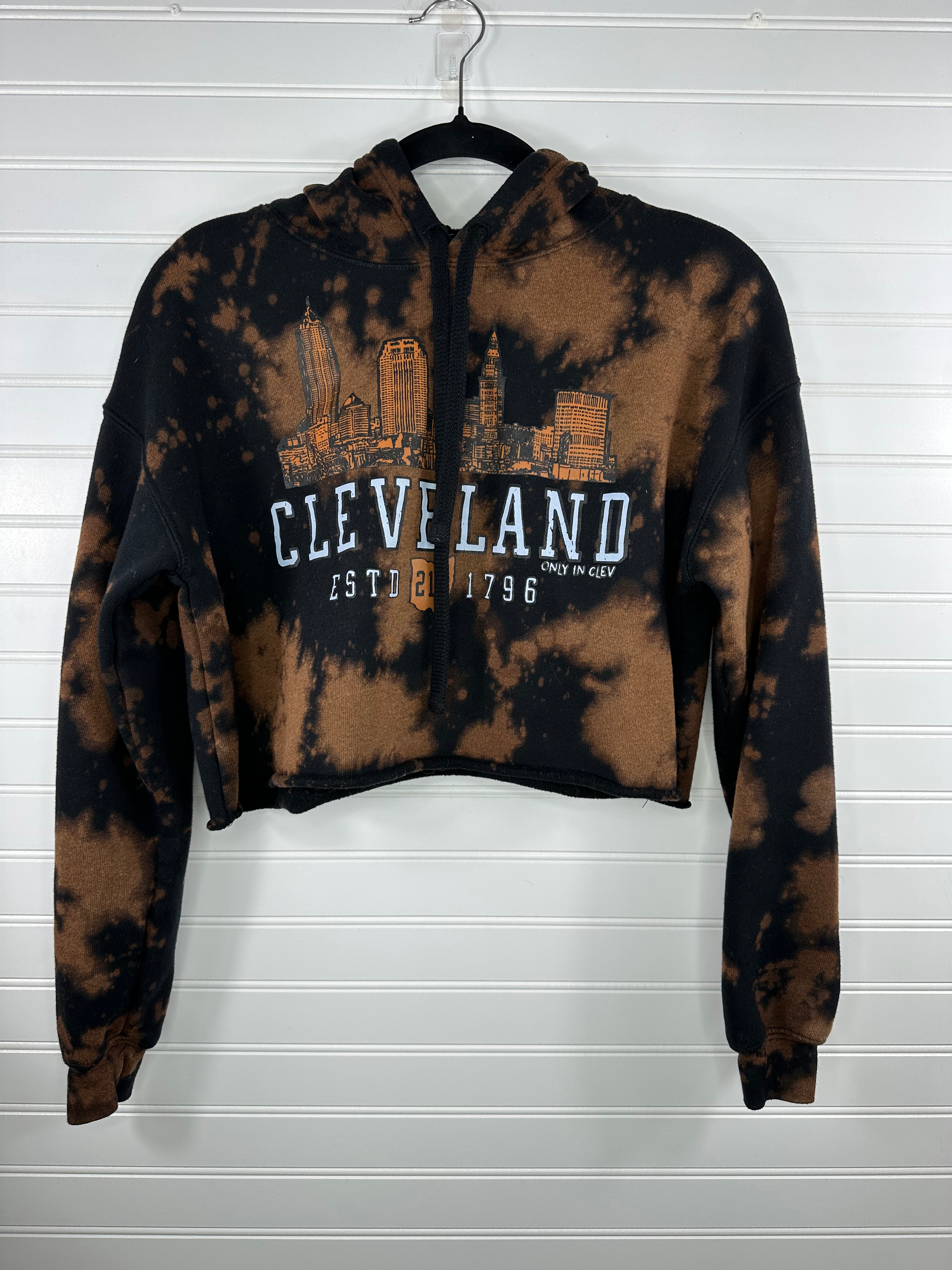 Small Cleveland Bleached Cropped Sweatshirt