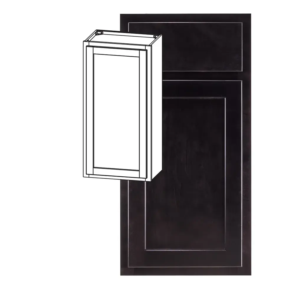 Thumbnail: 12-in W x 36-in H x 12-in D Wall Cabinet - Nantucket - Espresso - Assembled - Left