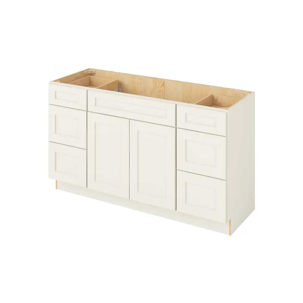 Thumbnail: 60-in W x 35-in H x 21-in D Combo Vanity Cabinet - Monterey - Shell White - Assembled / Quick Build shared image