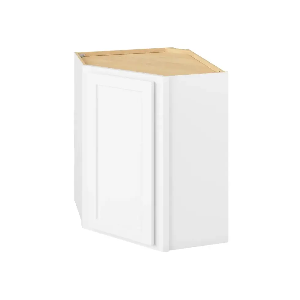 24-in W x 30-in H x 12-in D Diagonal Corner Wall Cabinet - Nantucket - Polar White - Assembled - Left