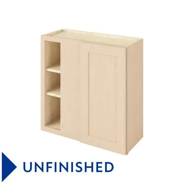 Thumbnail: 30-30-in W x 30-in H x 12-in D Blind Corner Wall Cabinet - Monterey - Unfinished - Quick Build - Not Applicable