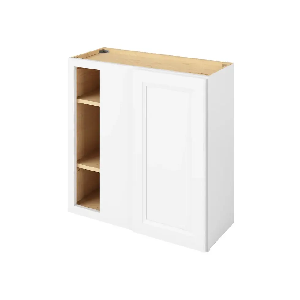 30-30-in W x 30-in H x 12-in D Blind Corner Wall Cabinet - St. Croix - Polar White - Assembled - Left