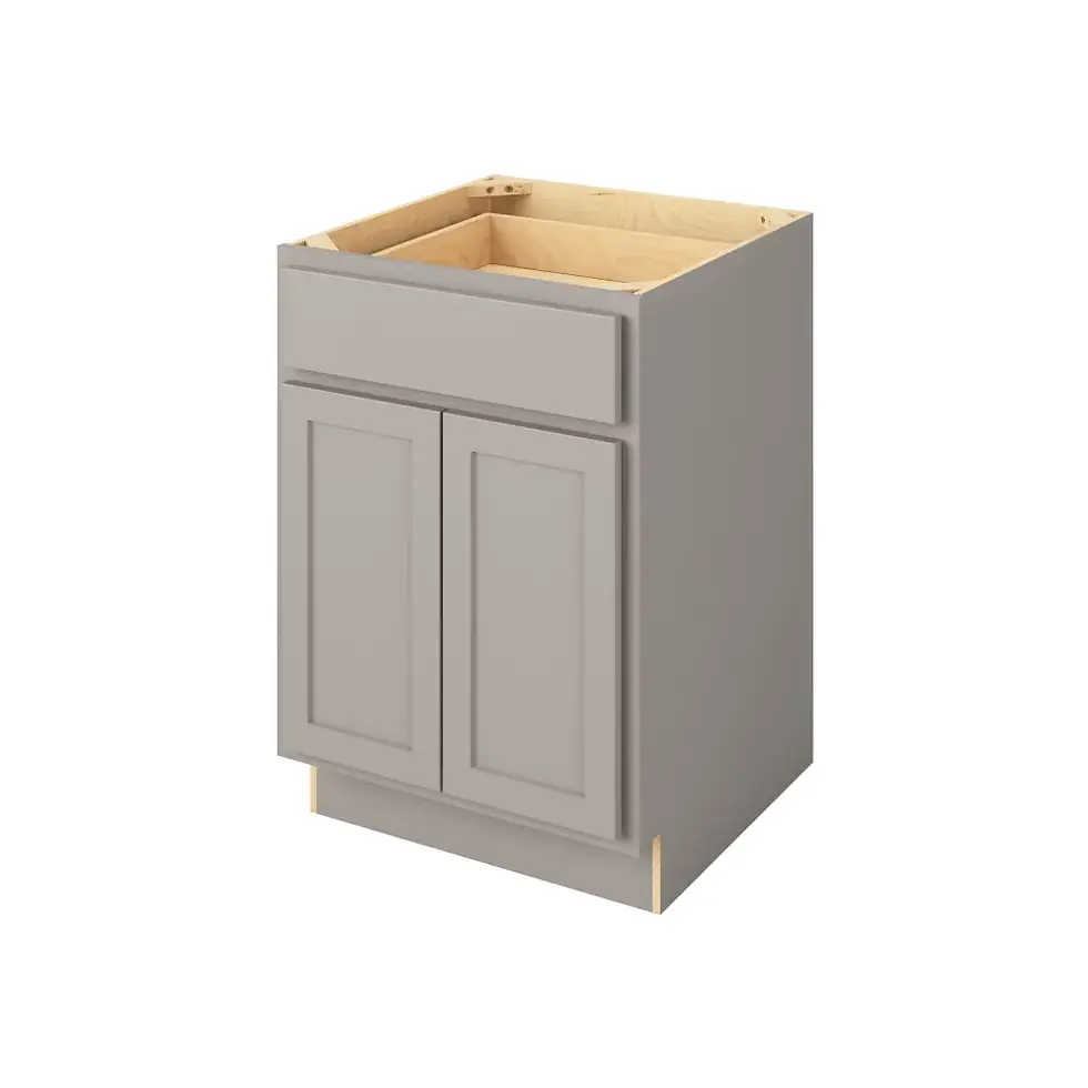 Thumbnail: 24-in W x 35-in H x 24-in D Drawer Door Base Cabinet - Nantucket - Pebble Grey - Assembled