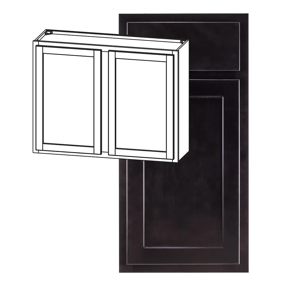 Thumbnail: 27-in W x 30-in H x 12-in D Wall Cabinet - Nantucket - Espresso - Assembled