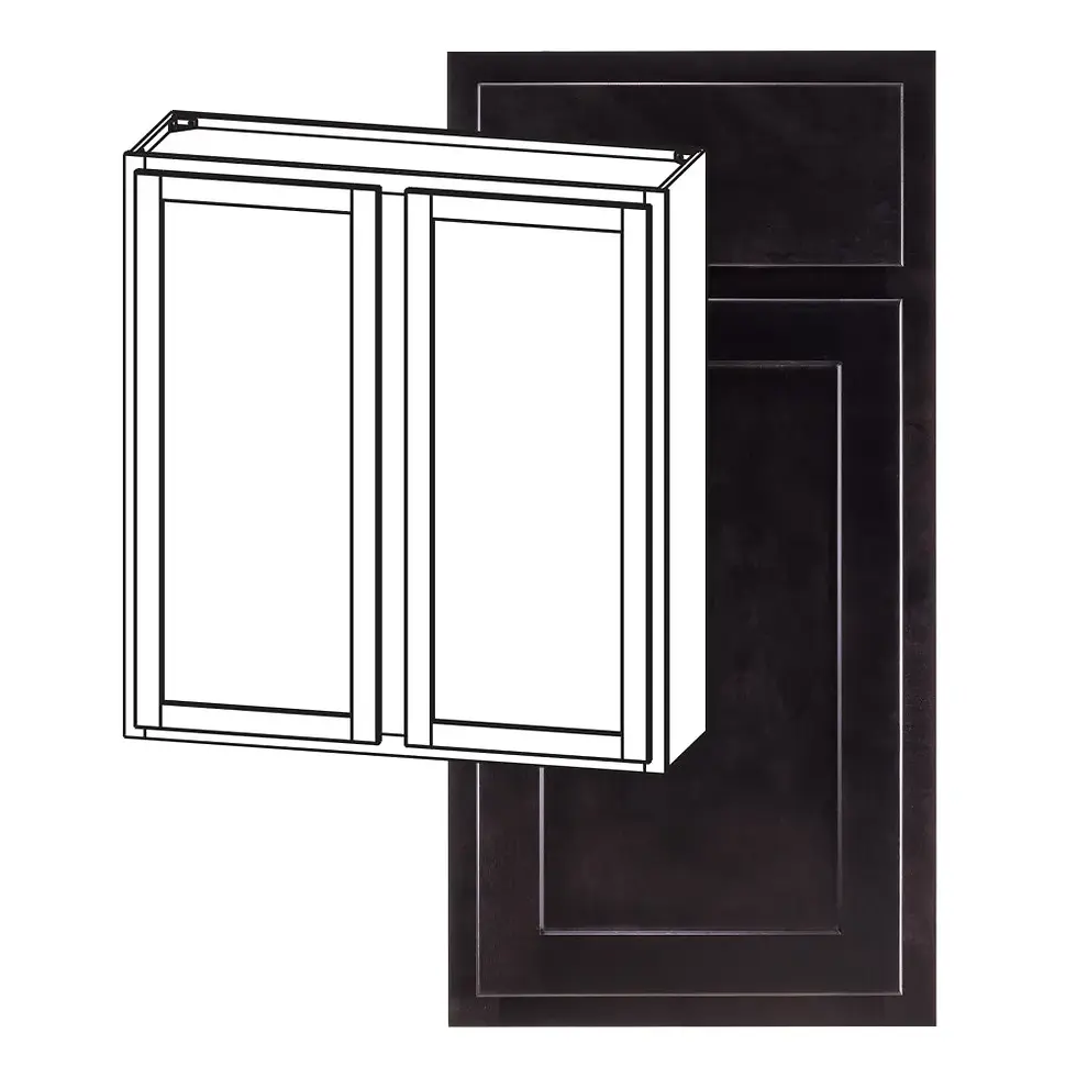 Thumbnail: 24-in W x 42-in H x 12-in D Wall Cabinet - Nantucket - Espresso - Assembled