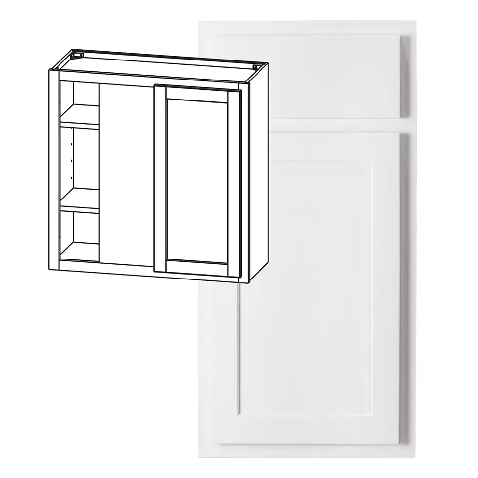 30-30-in W x 30-in H x 12-in D Blind Corner Wall Cabinet - Nantucket - Polar White - Assembled - Left